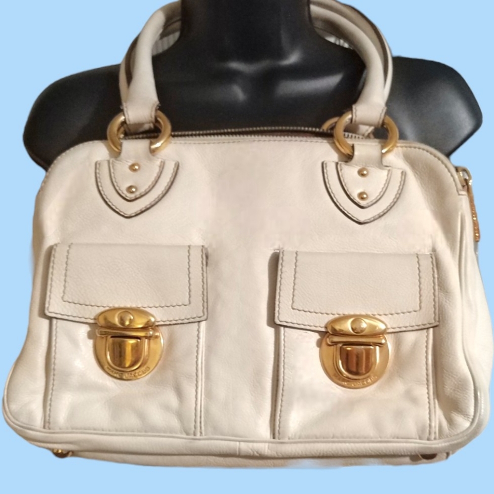 Marc Jacobs👜VINTAGE👜 'Blake' Snap pocket 👜Handbag👜Ivory/Cinnamon EUC
